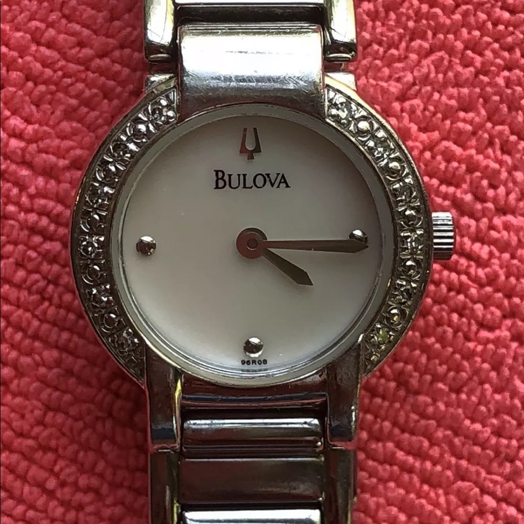 Bulova Watch Diamond Accents Mother Of Pearl
